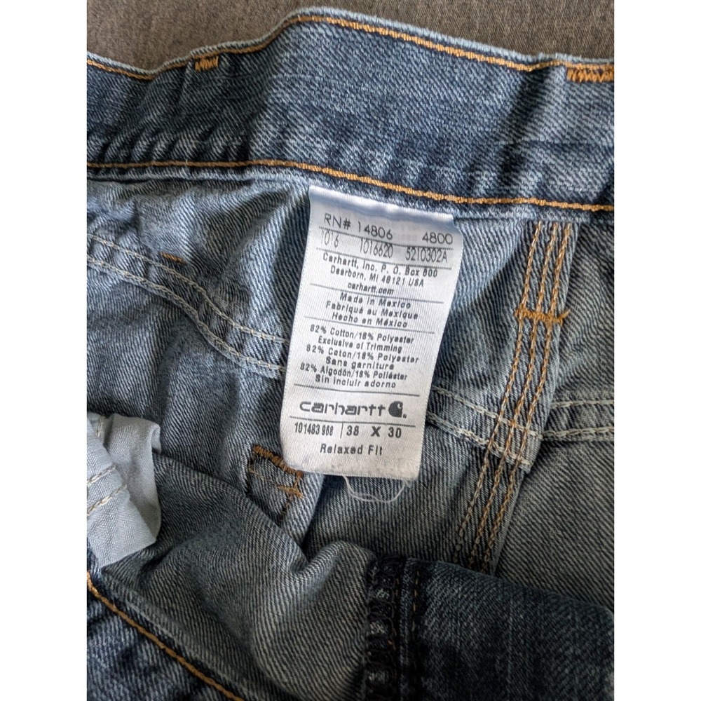 Carhartt Relaxed Fit Mens Jeans 38x30 Medium Wash Blue Denim Workwear 101483 968 - Picture 3 of 5
